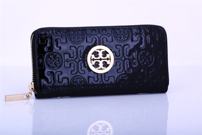 Tory Burch Embossed Lux Patent Leather Continental Wallet Black